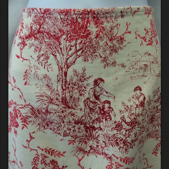 FREE PEOPLE Toile Red Ivory Cotton A Line Skirt - Picture 2 of 6
